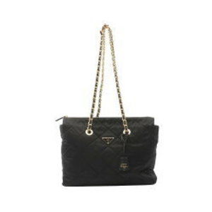 Prada Re Edition Chain Re Nylon Tote Bag Nylon Saffiano Leather Black